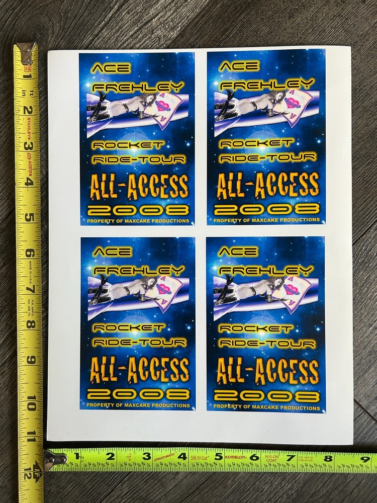 Kiss ACE FREHLEY Laminate Pass Uncut Inserts Rocket Ride Tour 2008 Vintage Kiss
