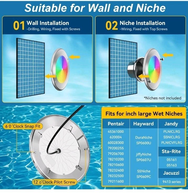 54W 10Inch LED Pool Lights for Inground Pool with 3 Way to Control...