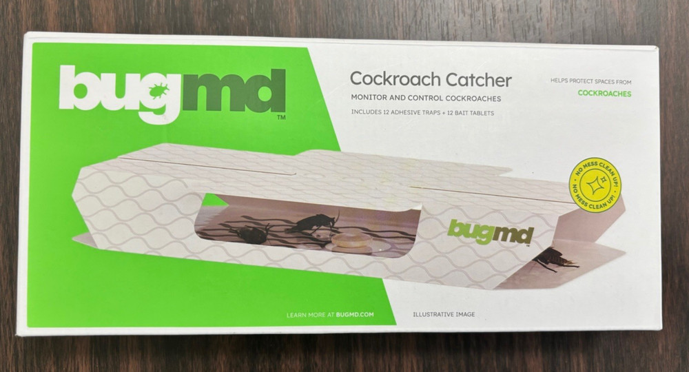 BugMD Indoor Cockroach Killer& Roach Trap-Insect,Spider,Cricket Ctlr-sticky-12pc