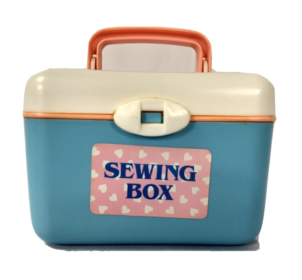 Vintage Childs Sewing Box Plastic with Insert Crafting Needlepoint Thread Holder