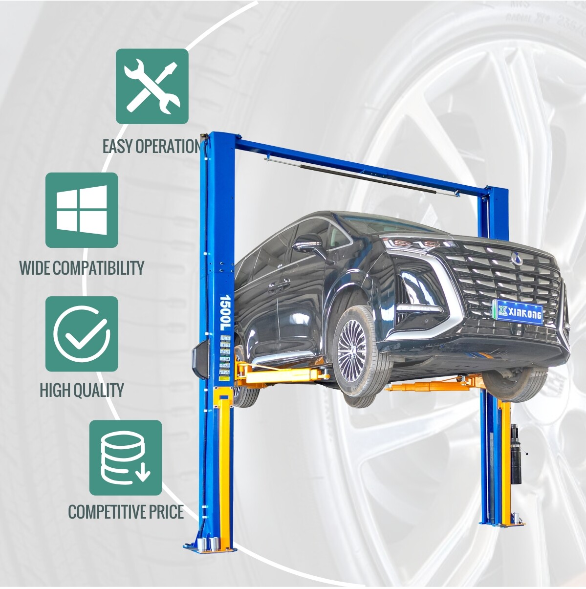 XK 2 Post Car Lift 1500L Auto Truck Hoist 15000 lb Overhead Clear Floor 220V