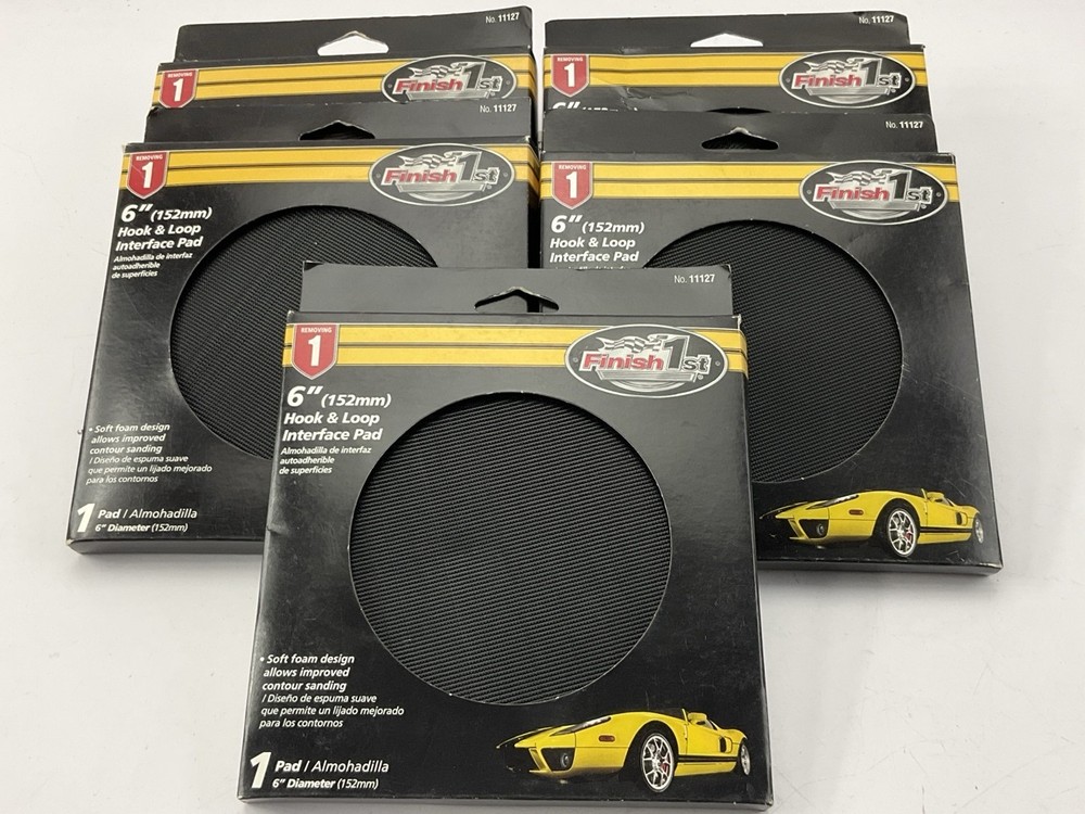 (5) Finish 11127 Hook & Loop Sanding Disc Buffer Soft Interface Backing Pad, 6"
