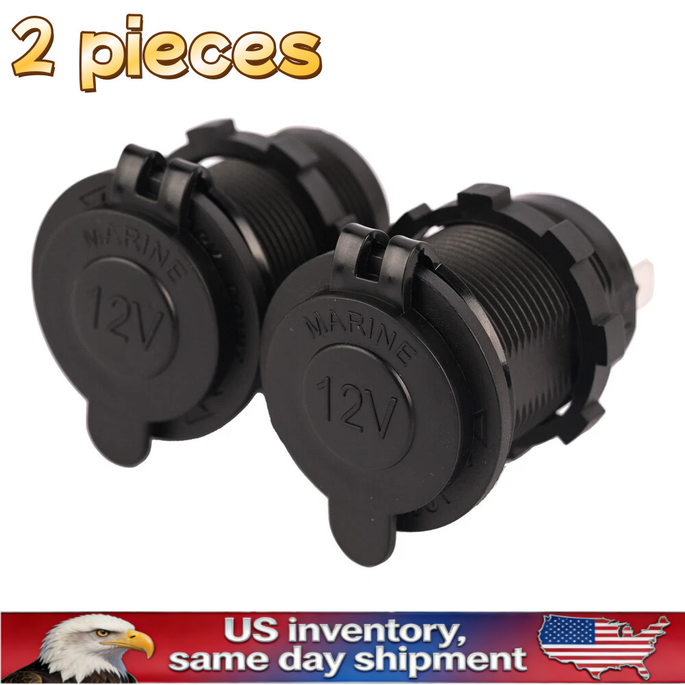 2x 12V Cigarette Lighter Socket Power Outlet Receptacle Plug or Car Marine ATVUS