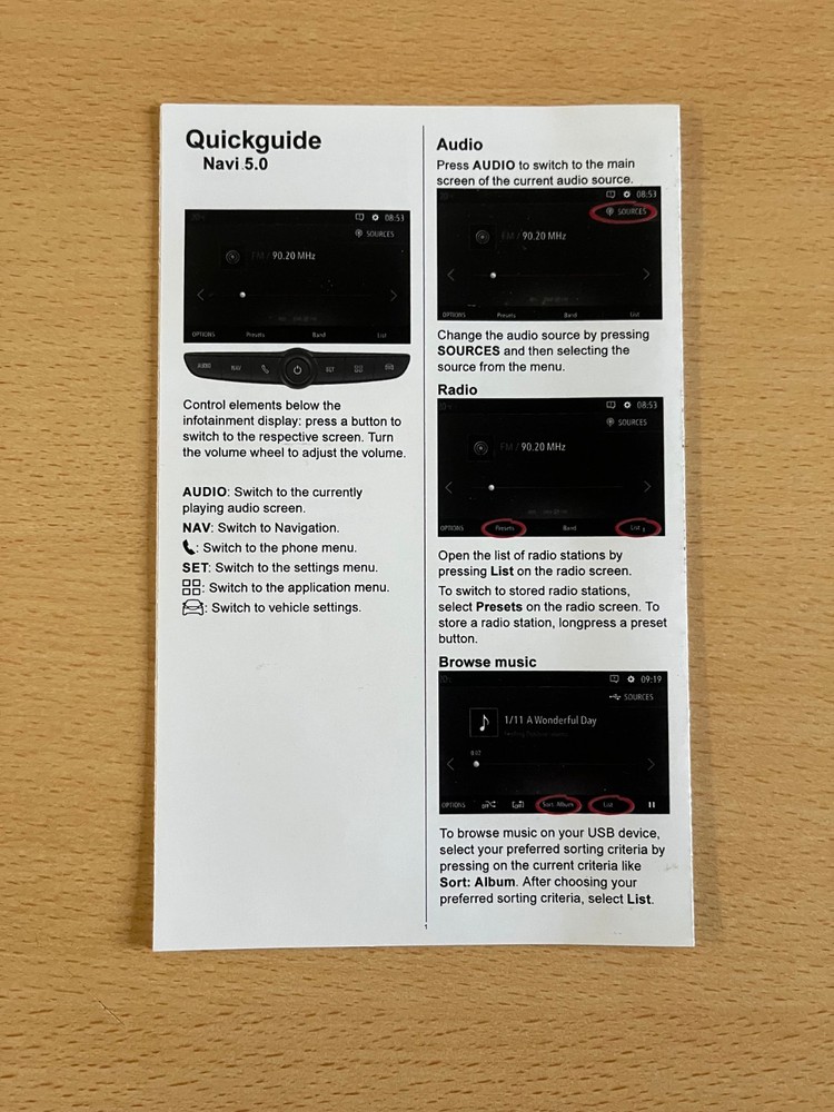 Vauxhall Navi 5.0 Quickguide 2017-2022 Handbook Instruction Guide