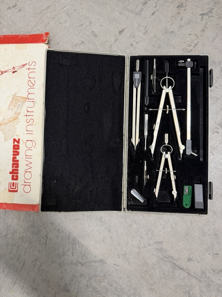 Charvoz Drawing Instruments Drafting Tool Set with Case