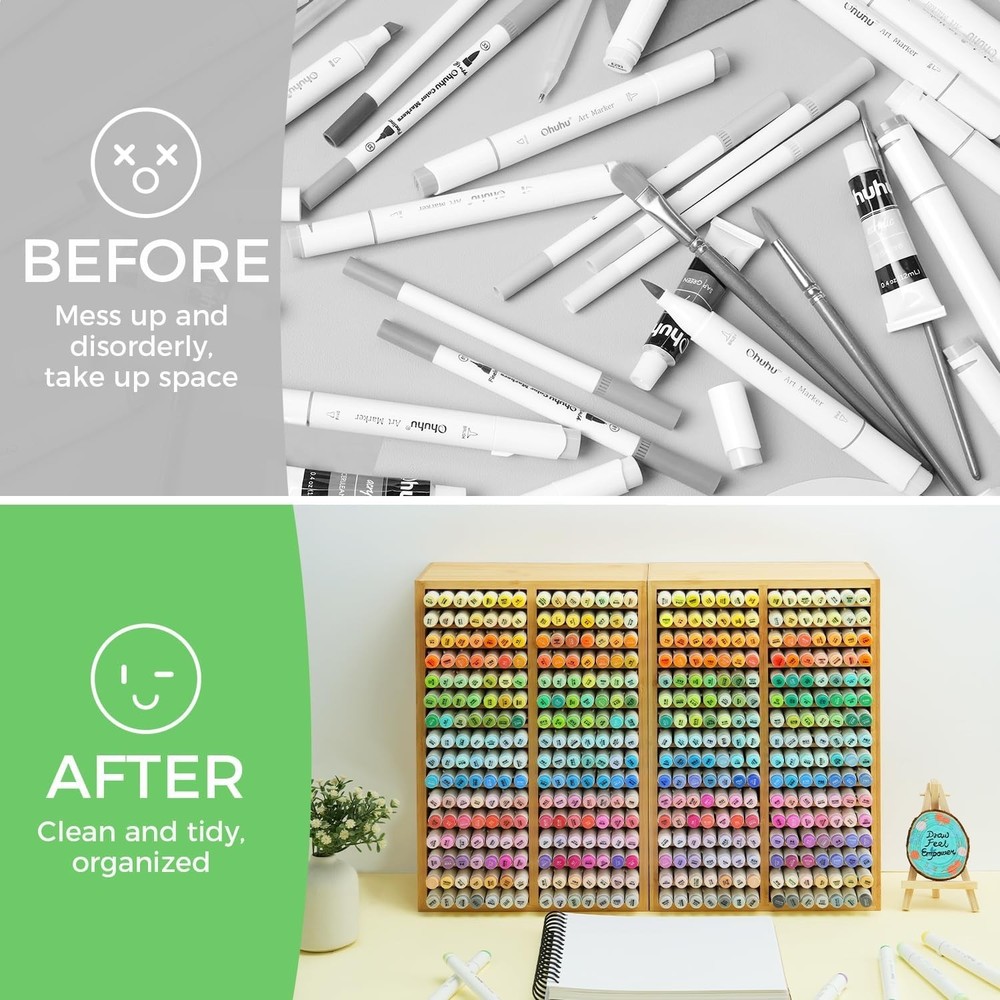Classroom & Office Bamboo Marker Storage - 32 Compartments