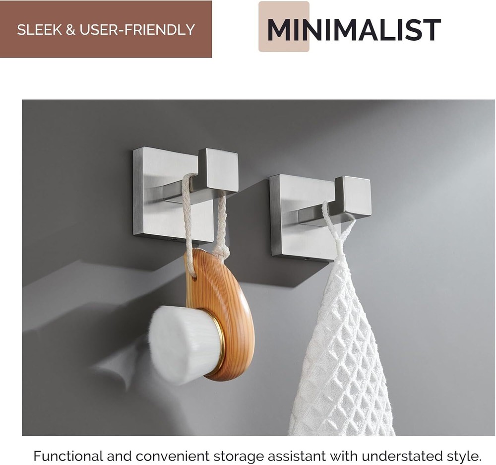 Angle Simple Towel Hook Brushed Nickel 2 Pack, 304 2