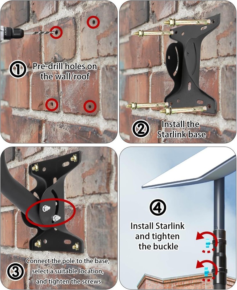 Adjustable 30” Starlink Long Wall Mount Compatible with V2 Starlink