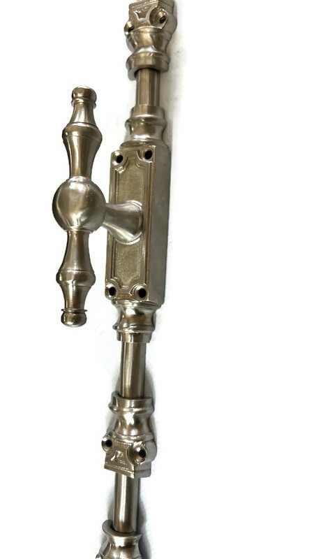 Solid Brass "T"‑Piece Cremone Set 110" (280cm) — Large Knob Version Cut‑to‑Size