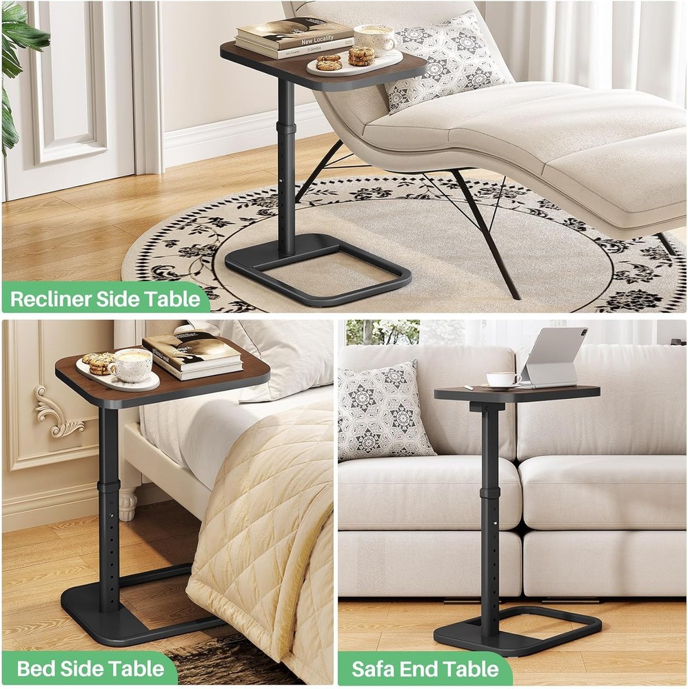 TV Tray Table Adjustable Height & Rounded Metal Corners Snack Table Couch Sofa