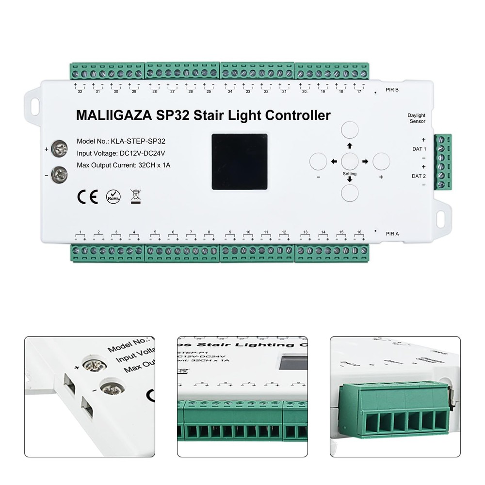 Motion Sensor LED Stair Controller, 32 Channel PIR Dynamic...