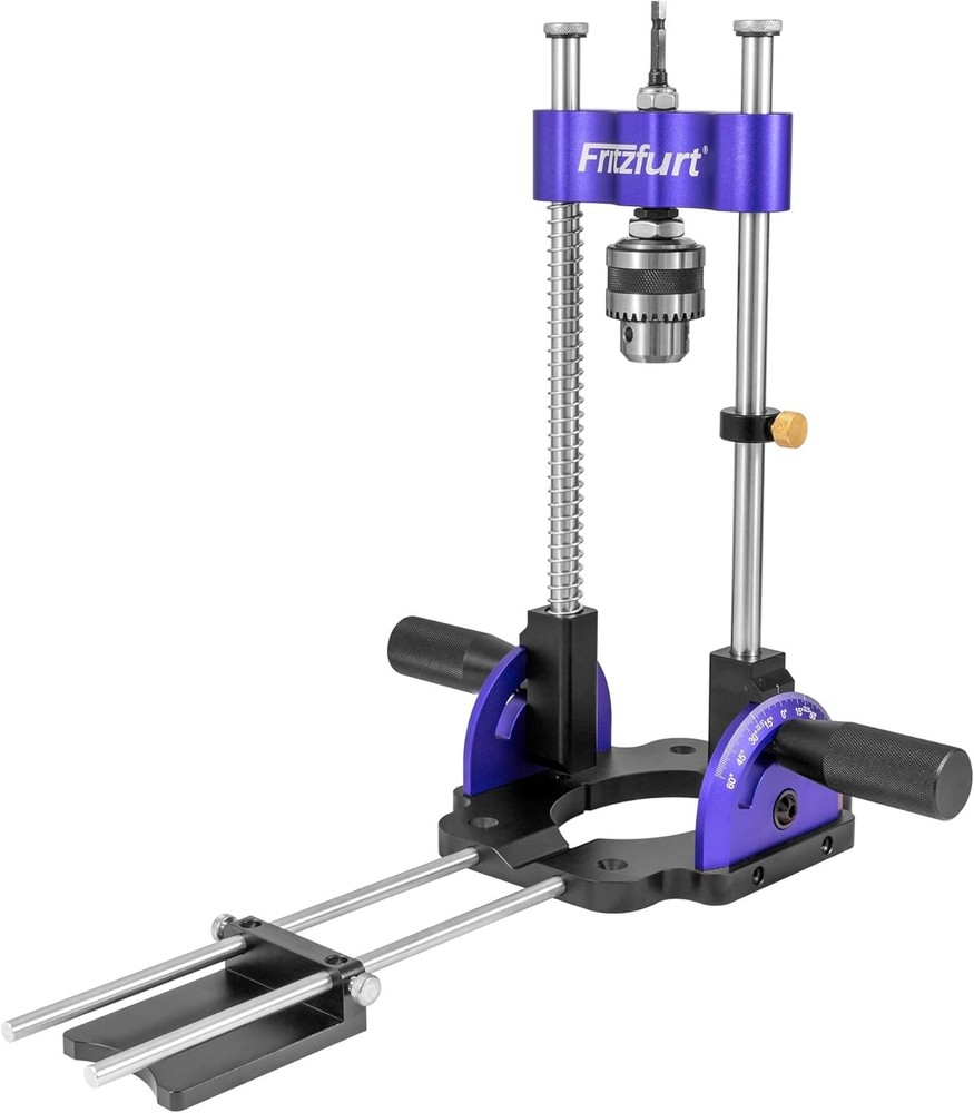 Heavy-Duty Portable Drill Guide, 0°–60° Adjustable Drill Press Adapter, Self-...