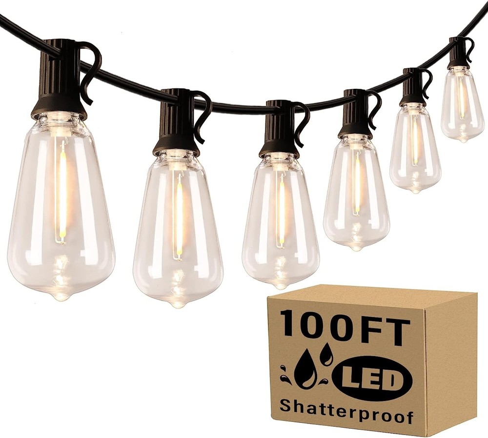 100FT Outdoor String Lights for Patio Waterproof Connectable ST38 LED Light Stri