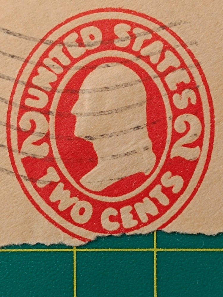 US Cut square fm envelope U91, 2c, ERROR of printing, Magic impression