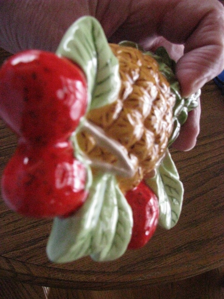 Vintage 2 Ceramic Fruit Decor Apple Plums Pineapple Strawberries