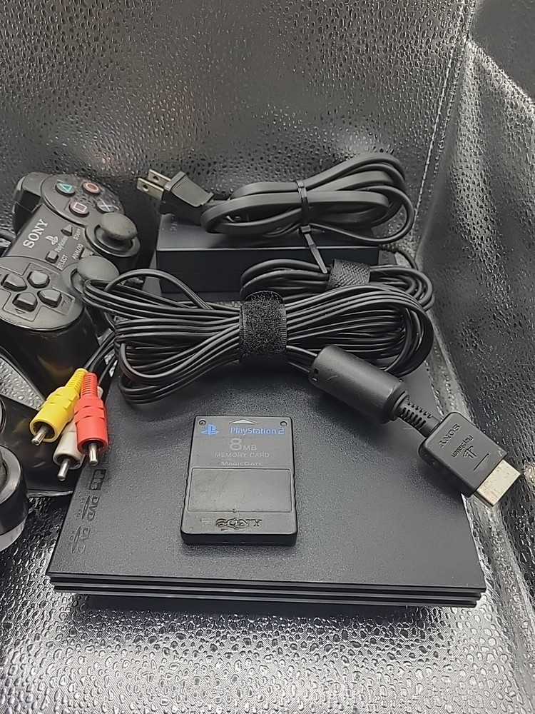 Sony PlayStation 2 PS2 Slim Console SCPH-79001 Black Tested Working + Controller