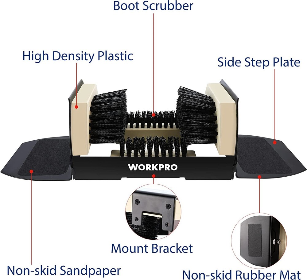 WORKPRO Boot Scrubber Heavy Duty Boot Cleaning Scraper Brush Shoe Mud Clean Tool