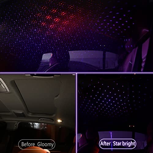 2 Pack USB Star Projector Night Light Adjustable Romantic Projector Car