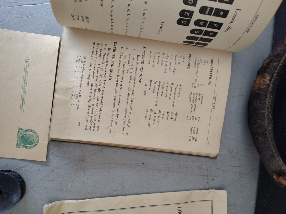 ANTIQUE STENOTYPE TYPING MACHINE WITH CASE BOOK COR