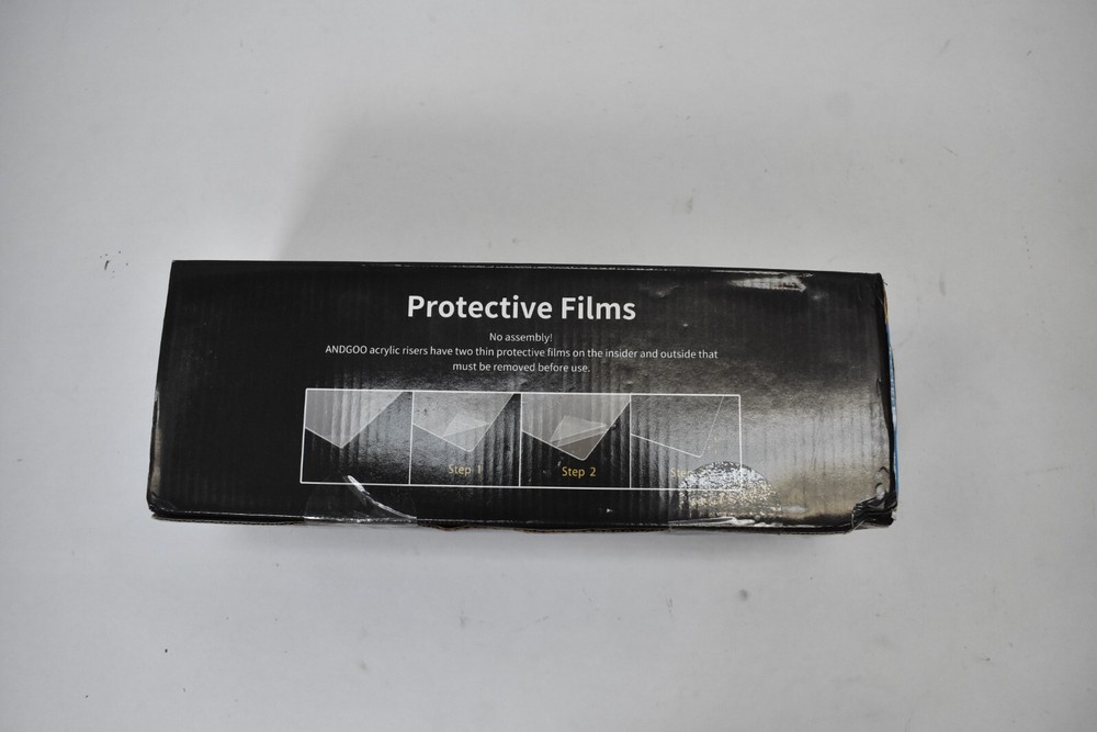 Andgoo 6 Piece Large Acrylic Risers Black Rectangular Showcase Display Shelf