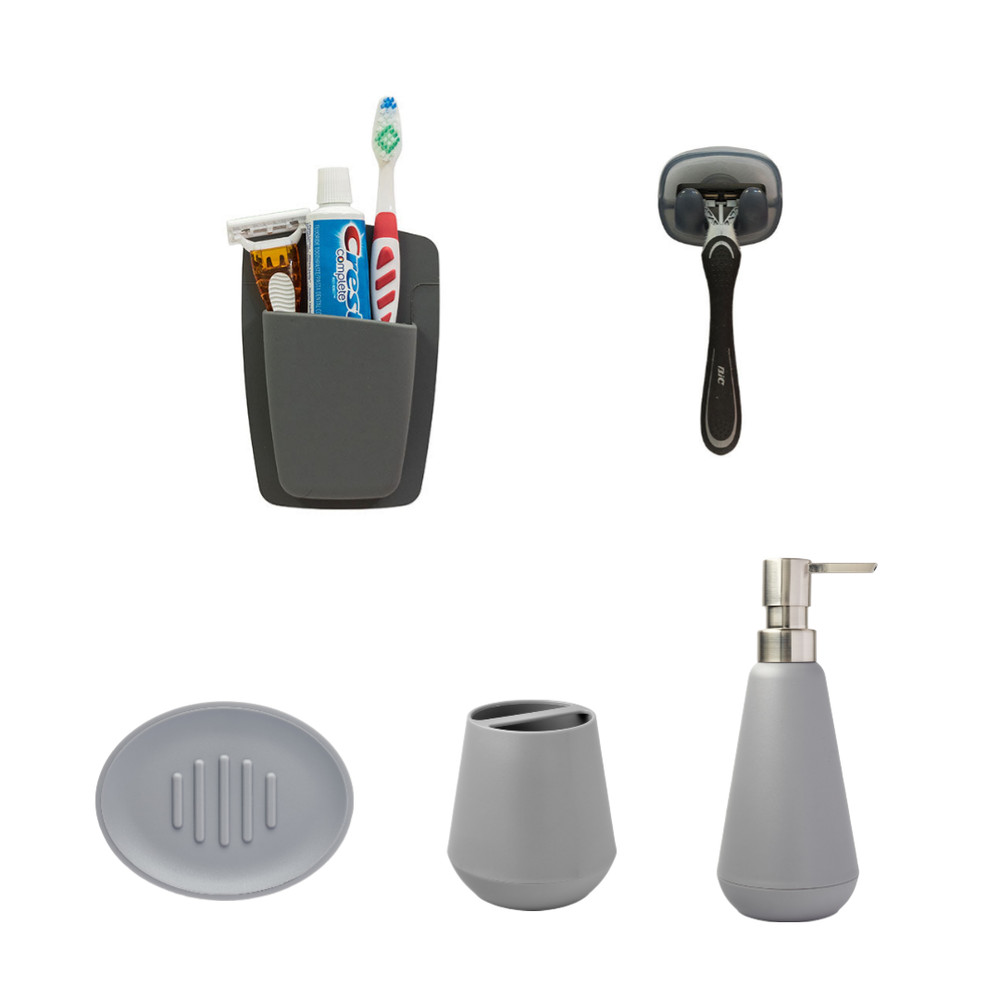 Sttelli 5-Piece Bathroom Essentials Bundle - Grey