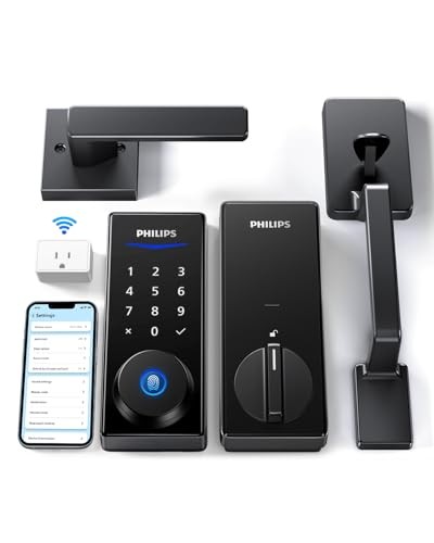 Wi-Fi Smart Lock with Handle, Keyless Entry Keypad Door Lock Lock + Handle