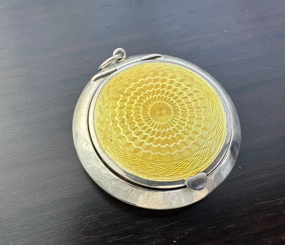 Antique Solid Silver Enamel Rouge Box c.1924