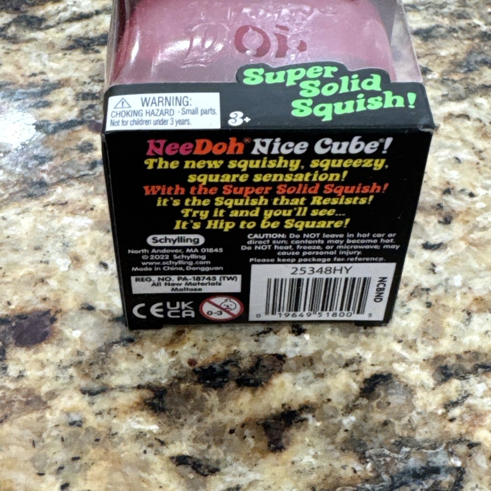 NeeDoh Nee Doh Nice Cube Super Solid Squish Pink Squeezable 100% Authentic