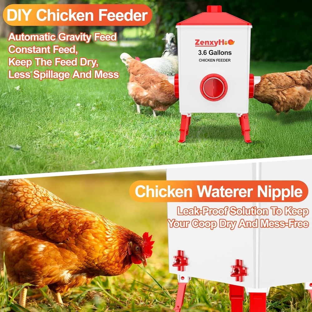 Chicken Water Nipples - 6 Pack Watering Solution for Poultry