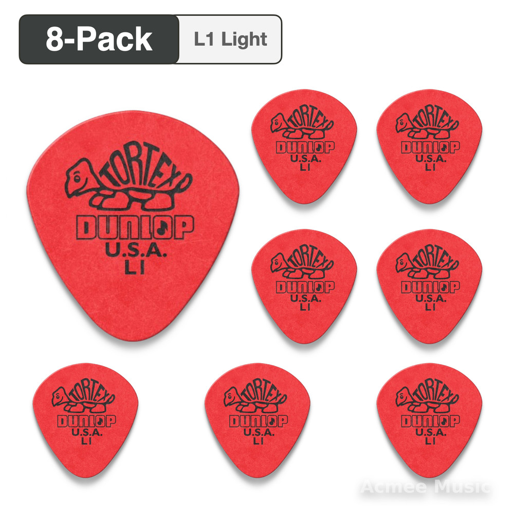 8-PACK Dunlop Tortex Jazz I Round Tip L1 Guitar Picks【Medium】472-L1