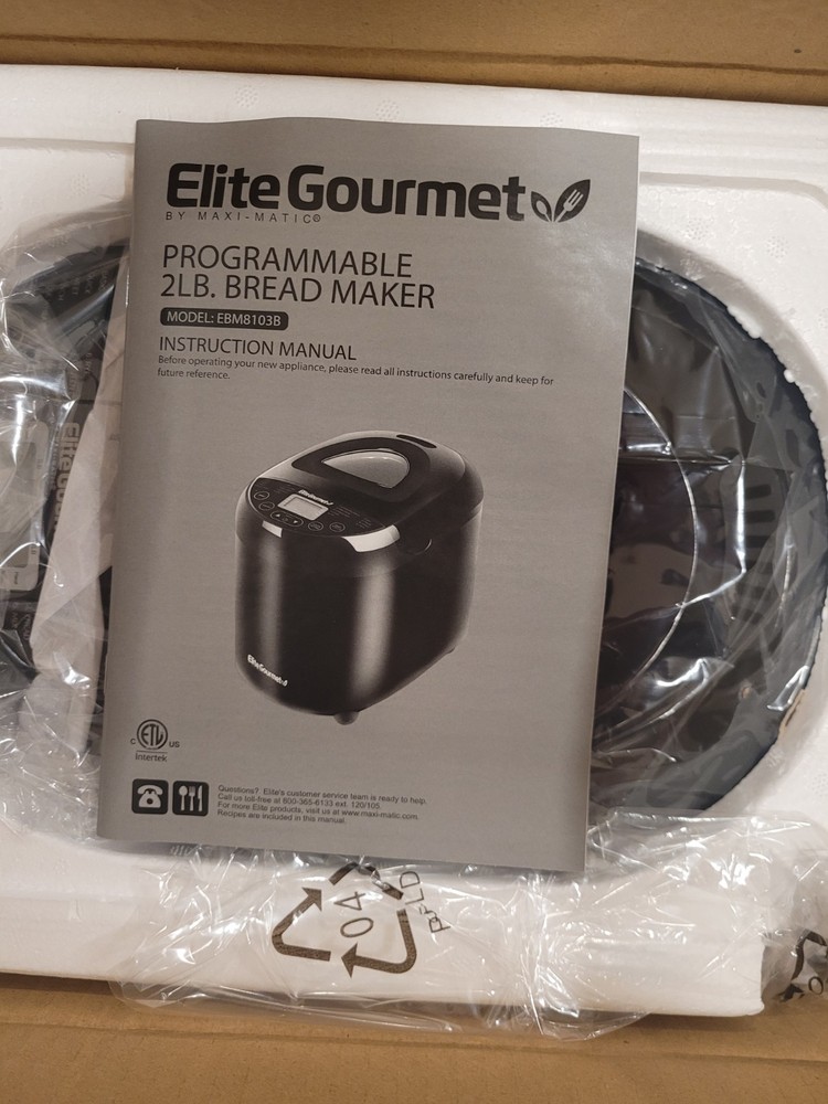 Elite Gourmet EBM8103B Programmable Bread Maker Machine - Black