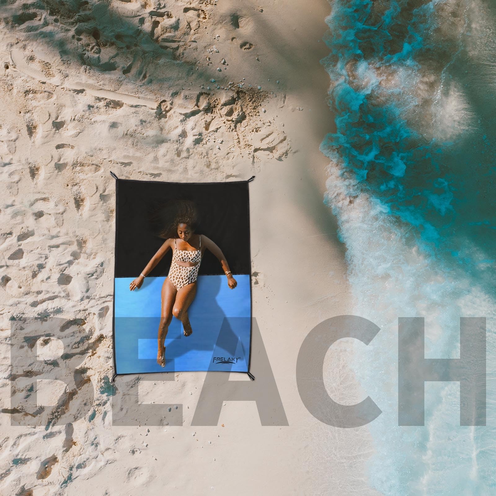 Frelaxy Pocket Picnic Blanket, Waterproof Sandproof Beach Mat, Compact Camping T