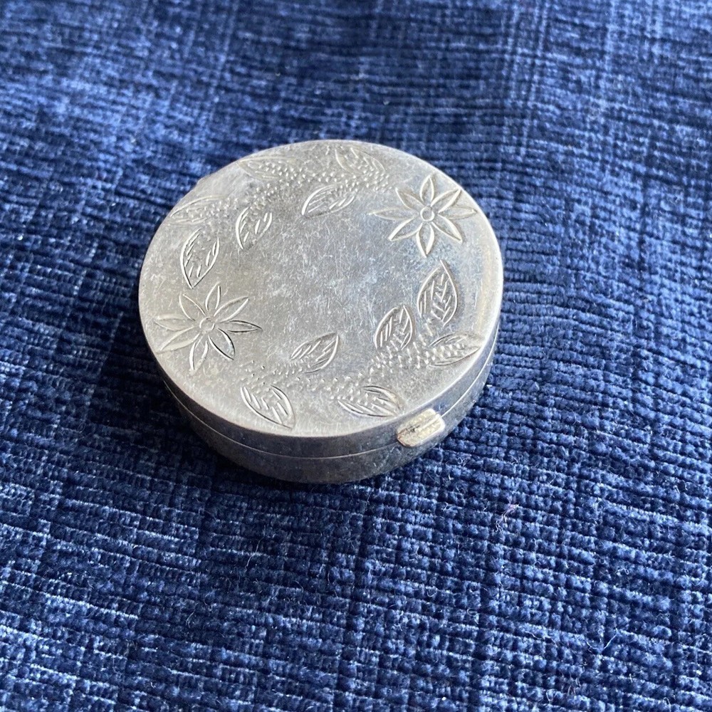 Vintage sterling silver floral pill box