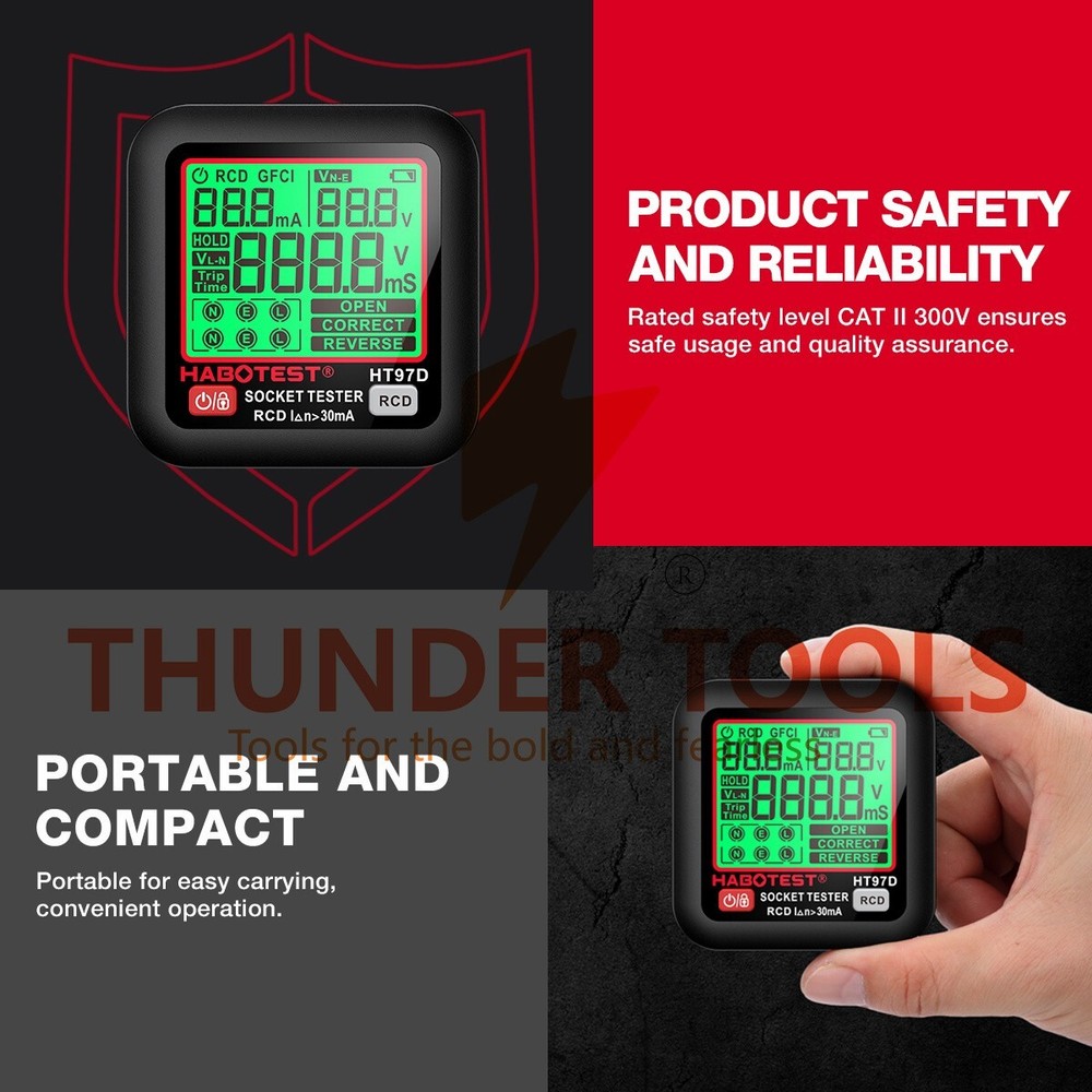 Thunder Tools HABOTEST HT97D Digital Socket Tester Voltage Test