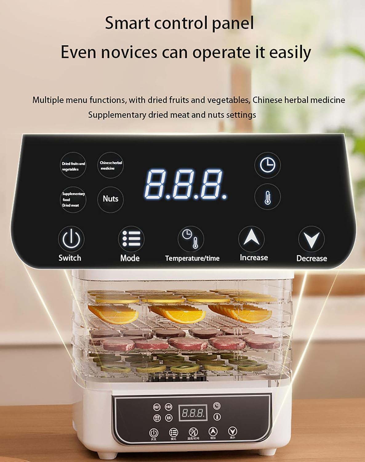 5 Trays Electric Food Dehydrator Commercial Fruit Jerky Beef Meat Dryer Machine