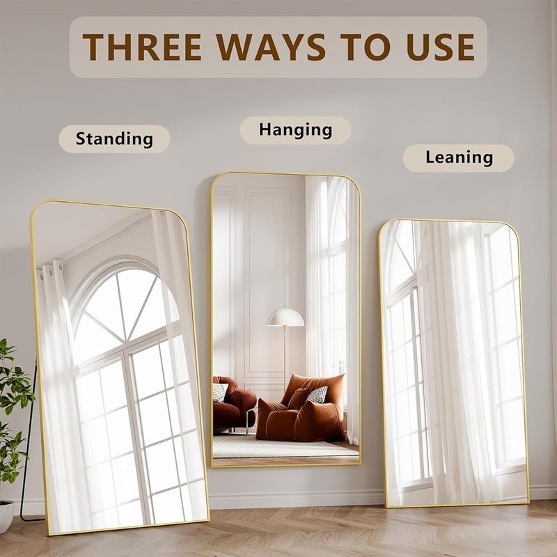 Full Length Mirror Adjustable Stand HD Glass Rectangular Frame Home Decor New