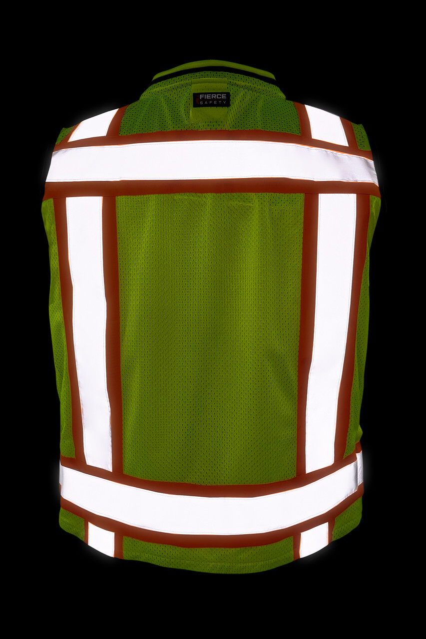 Fierce Safety Class 2 Lime Heavy Duty Vest with Tablet Pockets