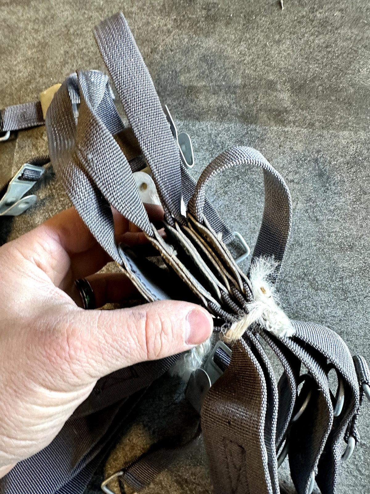 LOT OF 5 Vintage East German Gray Suspenders Uniform Y Straps NVA Authentic