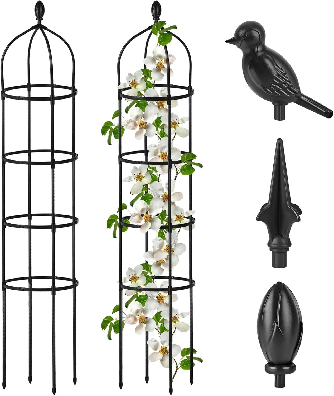 Garden Obelisk Trellis 6Ft Tall Rustproof Climbing Plant Support Garden Black