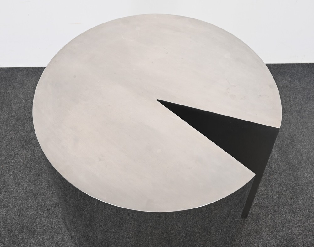 Leon Rosen Pace Style Solid Stainless Steel Side Table, 1980s
