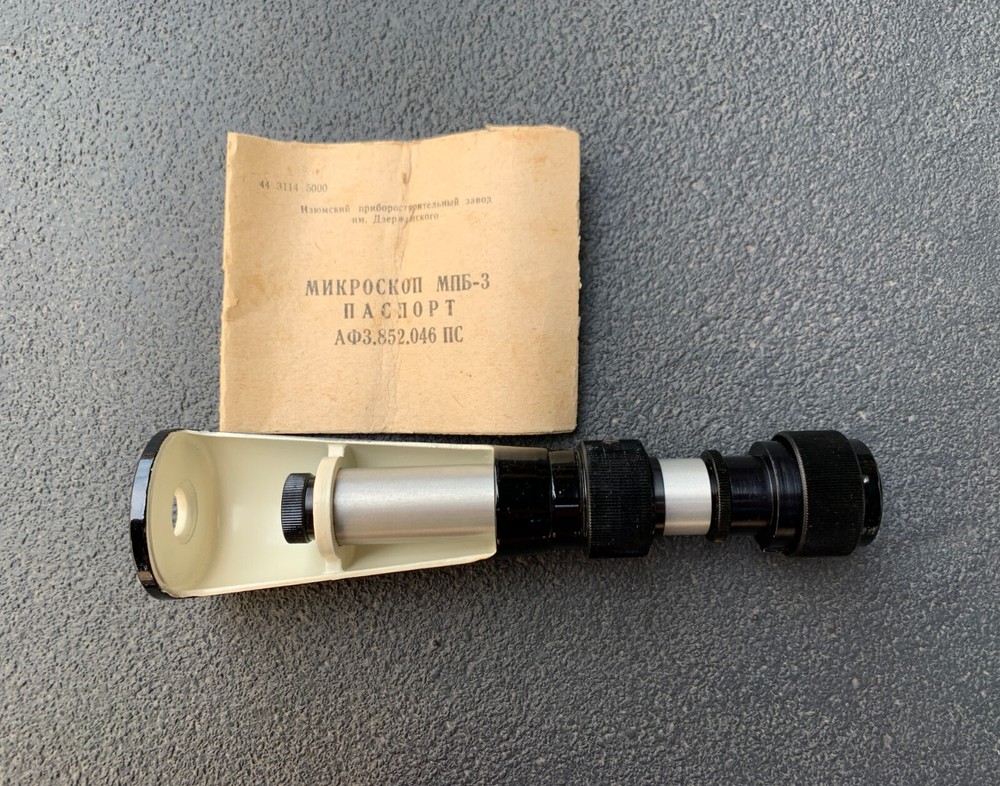 Vintage Soviet Microscope MPB-3 with Case & Manual