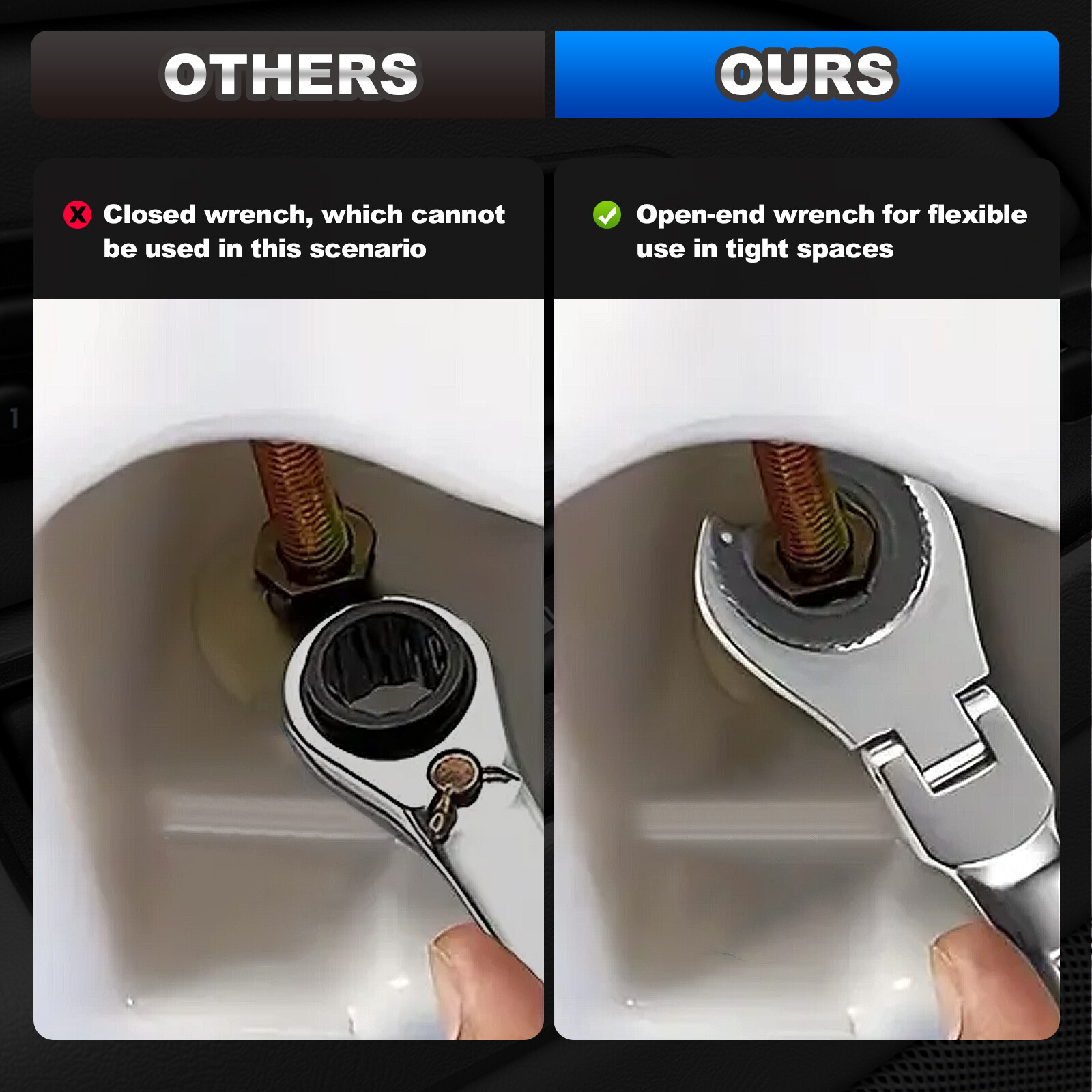 12PCS 8-19mm Metric Open Flex-Head Ratcheting Wrench Metric Spanner w/ 72 Teeth