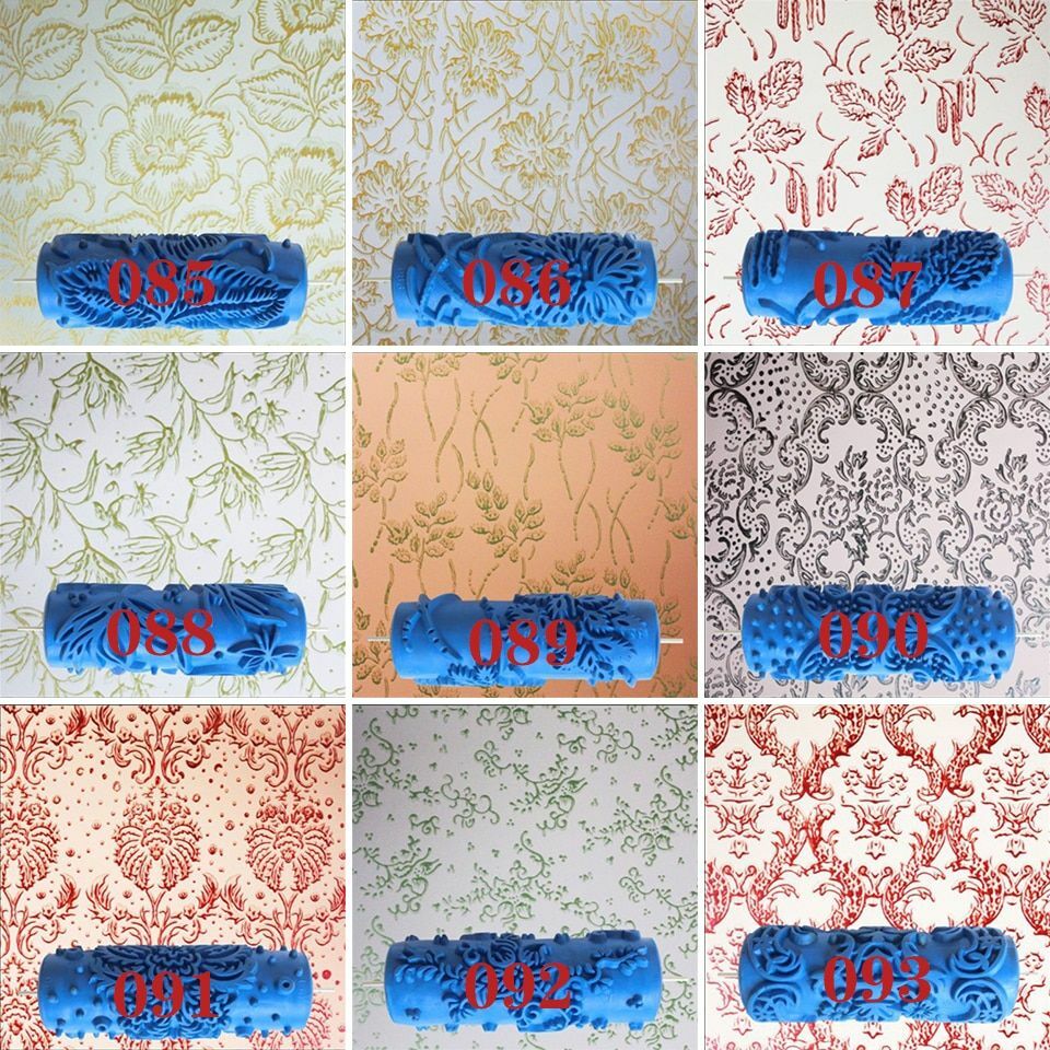 5inch Embossed Paint Roller Wall Texture Stencil Brush Floral Pattern Decoration