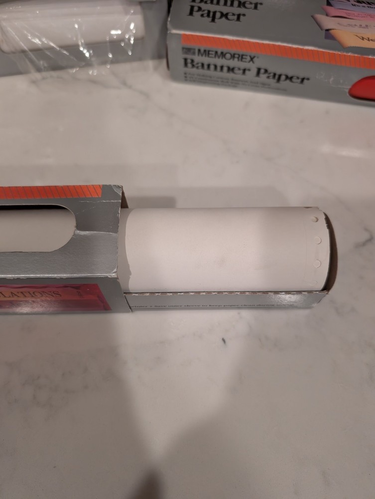Memorex Banner Paper 4 Rolls White & Red 45' Continuous Roll Dot Matrix Printer
