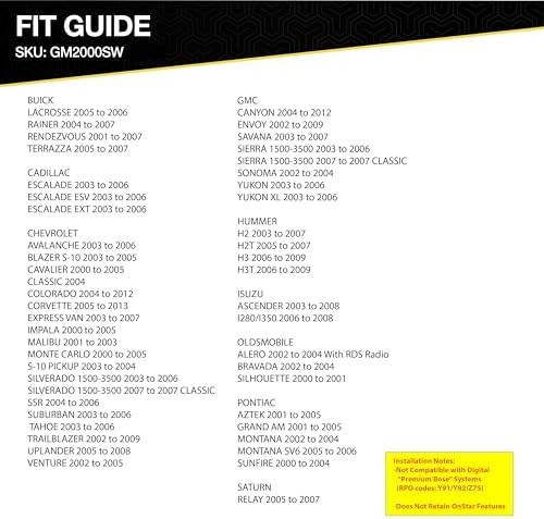 Stereo Interface Adapter for 2003-2012 GM Vehicles