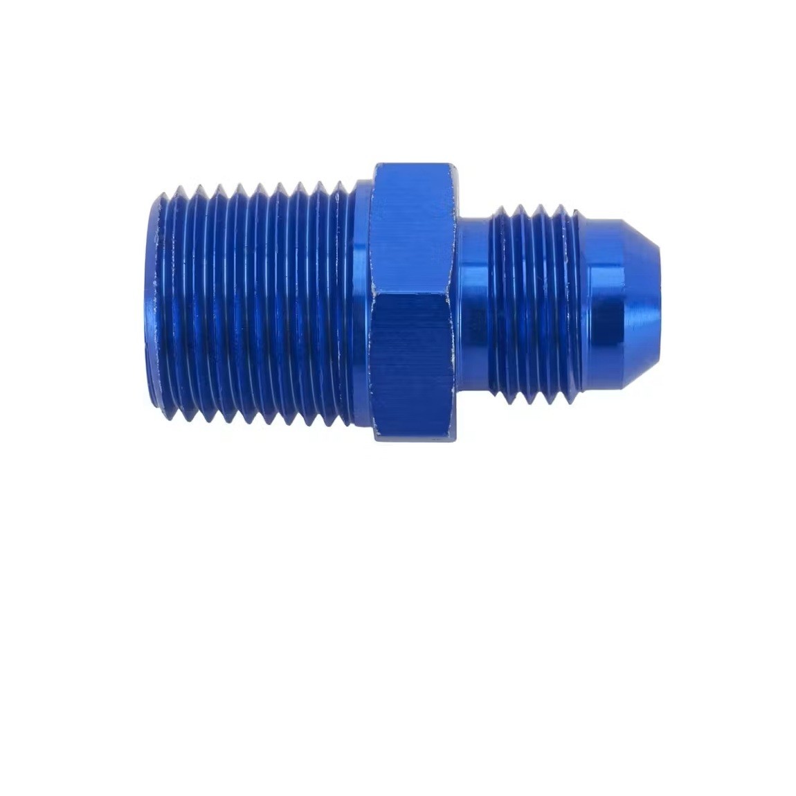 Blue Straight AN6 Flare Adapter to 1/4 Inch Aluminum Pipe - IMCA NHRA Brand New