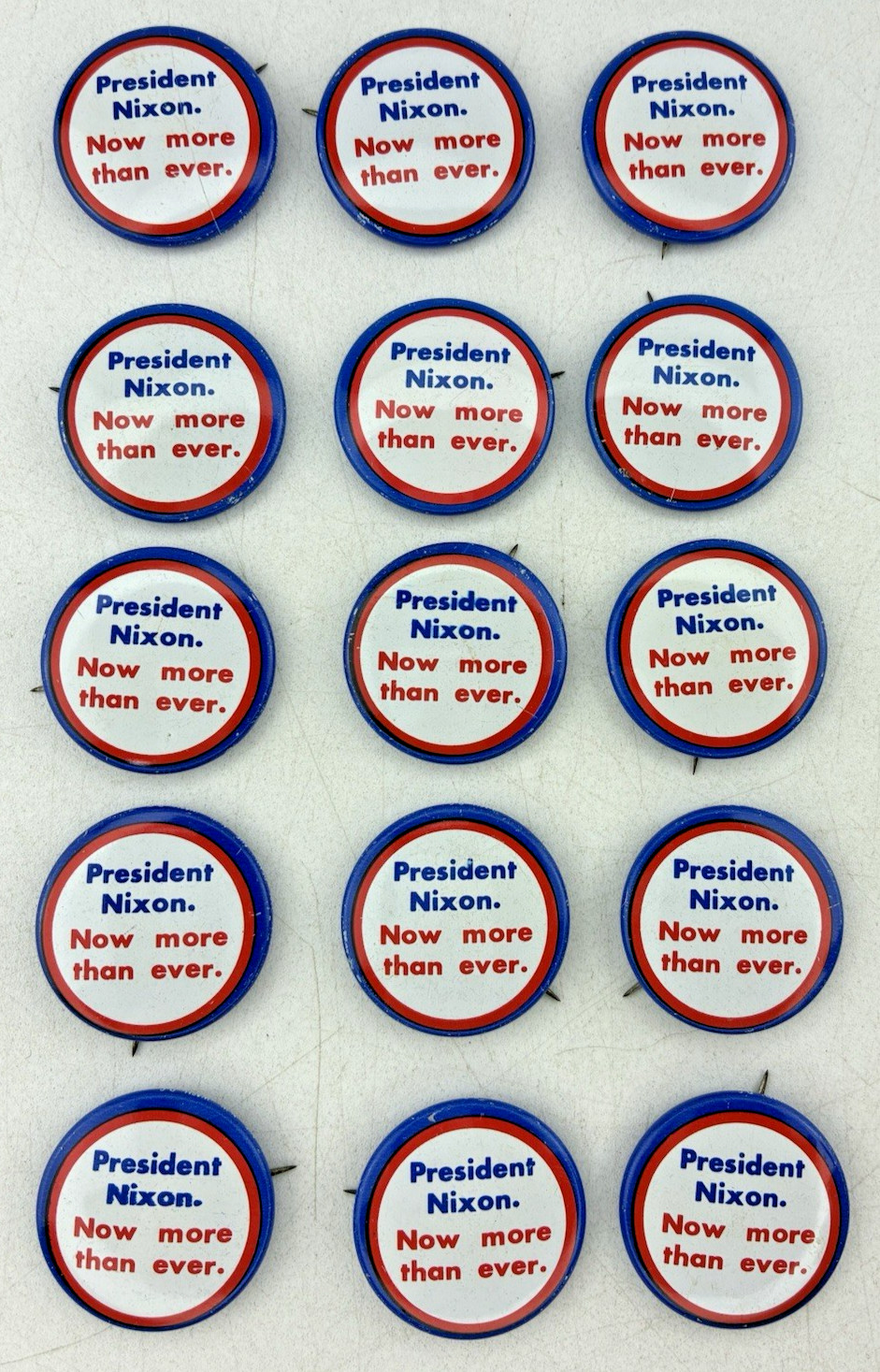 1972 NOS Lot of 15 PRESIDENT NIXON NOW MORE THAN EVER -Campaign Pin Back Buttons