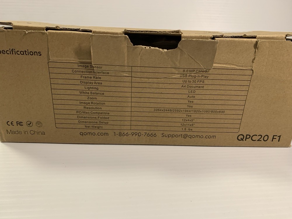 QOMO QPC20 Portable 8MP Document Camera Scanner Foldable Lightweight Affordable