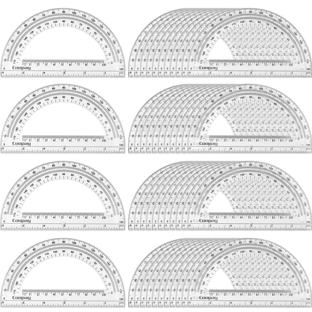 48 Pack Plastic Protractors Student Math Clear Protractor Set 180 Degrees for...