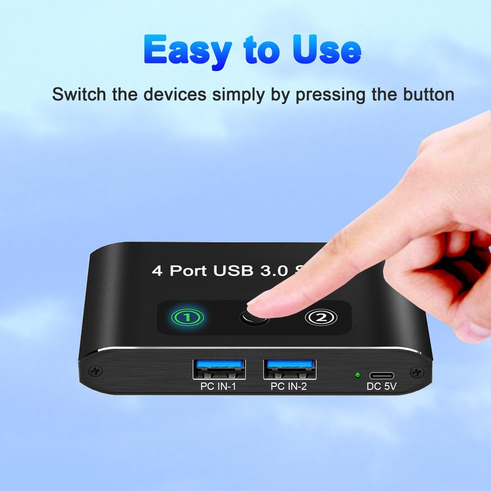 USB Switch, USB Switcher 2 Computers, USB 3.0 Switch Sharing 4 USB Devices KV...